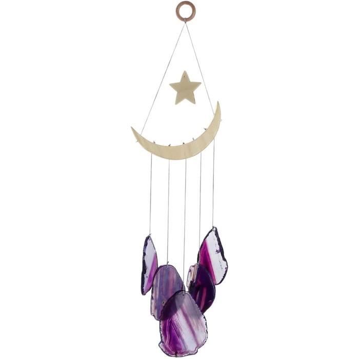 Amogeeli 7 Chakras Arbre De Vie Carillon à Vent Avec Disques D'agate Naturel, Décoration Suspendue, Cristaux Arbre De Pierres Précieuses, Carillons à Vent, Extérieur, Jardin