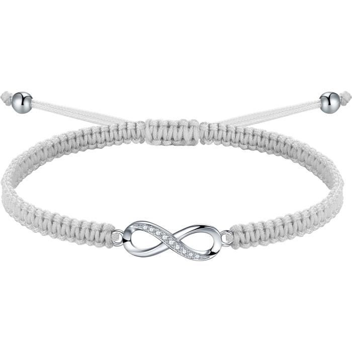 Bracelet cordon gris pour femme personnalisé - Amour infini