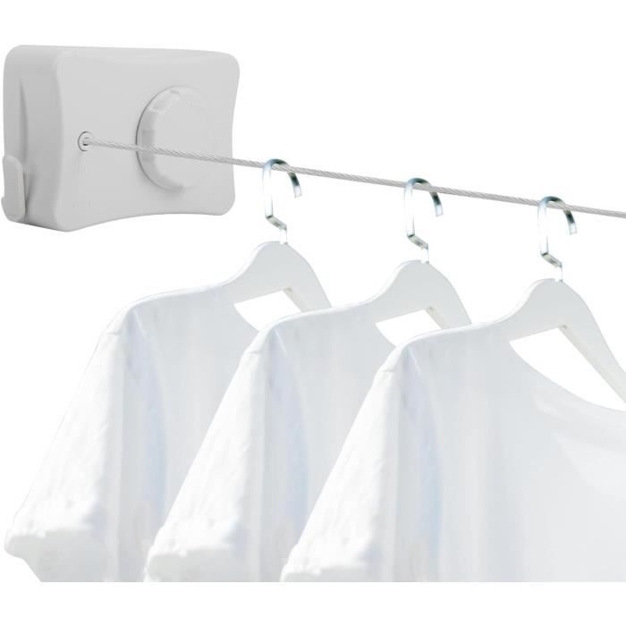 Corde à Linge Rétractable Acier Inoxydable 304 - 2.8m, Support 5kg, Pour Salle De Bain