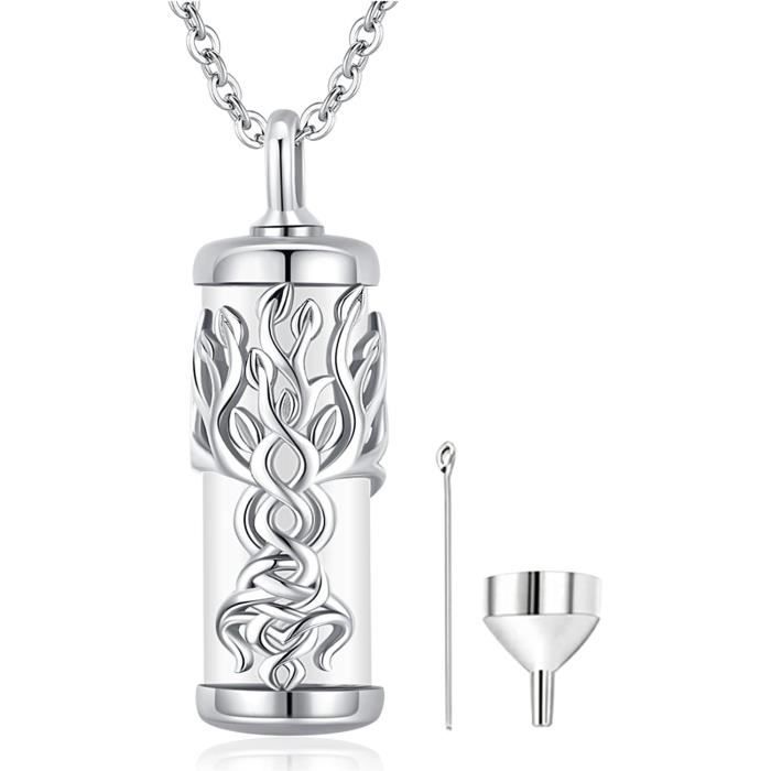 Pendentif-colleur Pour Urne De Crémation - Acier Inoxydable, 38x8 Mm (souvenir Cendres)
