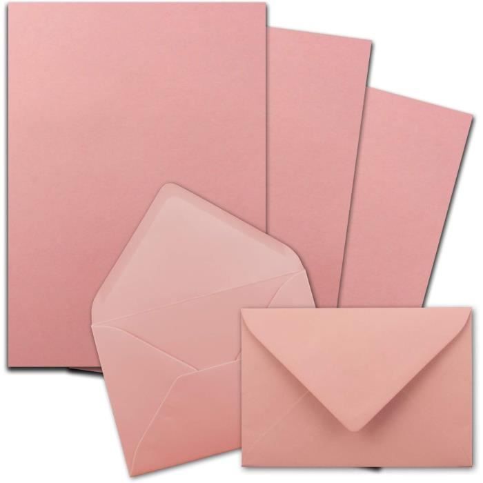 Lot de 25 feuilles de papier à lettre DIN A5 avec enveloppes C6, vieux rose, fermeture adhésive (rose), papier à lettre mat avec enveloppes, FarbenFroh by GUSTAV NEUSER Lot de 25 feuilles de papier à lettre DIN A5 avec enveloppes C6, vieux rose, fermeture adhésive (rose), papier à lettre mat avec enveloppes, FarbenFroh by GUSTAV NEUSER