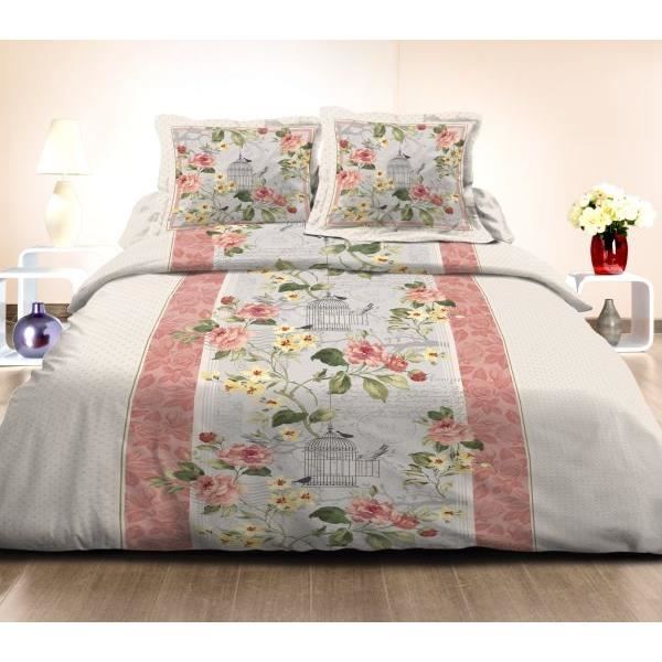 Parure De Lit 2 Personnes 220x240cm Java Imprimée - Housse De Couette + 2 Taies D'Oreiller 63x63cm, 100% Coton 57 Fils, Blanc Urbain Tendance