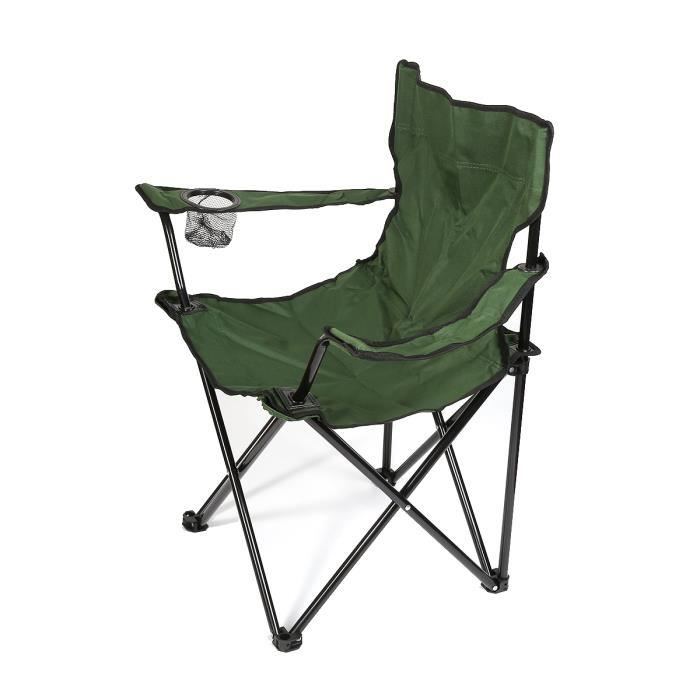 Chaise de camping avec housse fauteuil de camping pliable siege de plage vert 