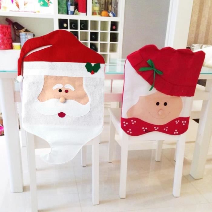 Housses De Chaises Noël NIBESSER - Lot De 4, Extensibles, Motif Festif, Pour Décoration De Salle à Manger