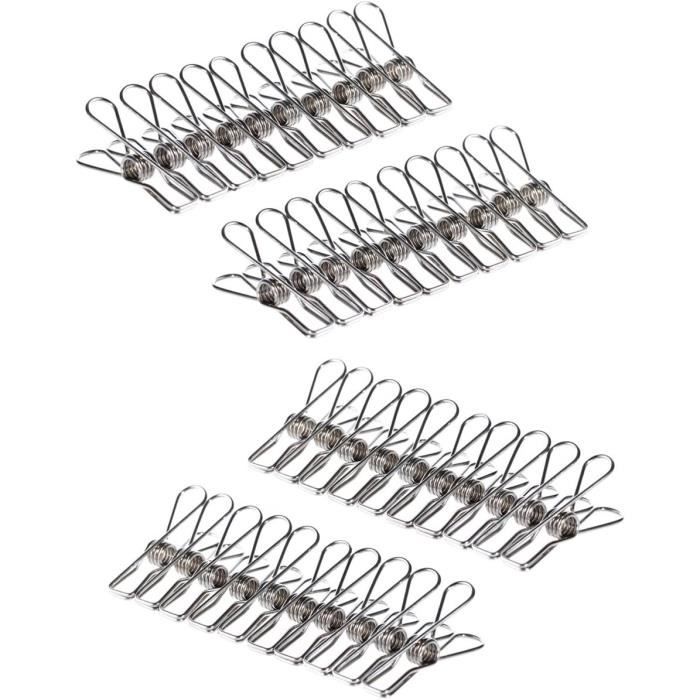 Lot De 20 Pinces à Linge En Inox - Antirouille, Coupe-vent - Pour Vêtements, Serviettes, Déco - 1