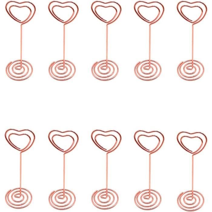 30 Porte-photos Cœur Métal | 12 Cm | Argenté | Pour Mariage, Bureaux, Cuisine, Signalétique