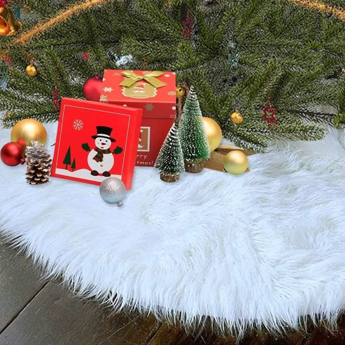 YESM Jupe De Sapin De Noël Blanc 122 Cm Fausse Fourrure NOUVEAU Excellent - Maison