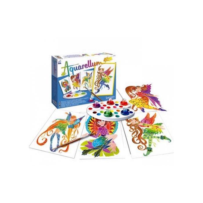 Sentosphere Aquarellum Junior Princesas De Las Flores, Juego Creativo De Acuarela Fácil Con Pinturas No Tóxicas Y Papel De Alta Calidad, Para Niños Y Adultos