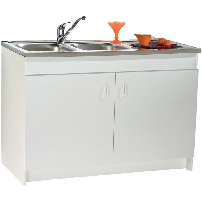 Meuble sous évier S2IM Neova SIM NF S12N02100 - Blanc - Bois - Panneaux de particules