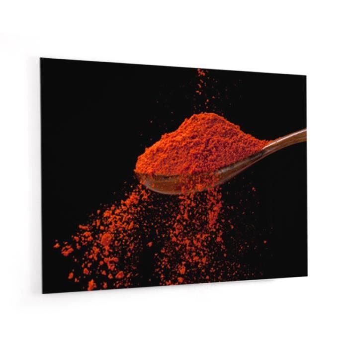 Fond de hotte cuillère paprika - Verre et alu - Credence Cuisine Deco