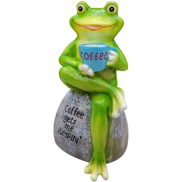 Statue Grenouille Buvant Du Vin - Résine, 17 Cm, Décoration Jardin, Patio, étang - Cadeau Original Pour Amoureux Des Animaux