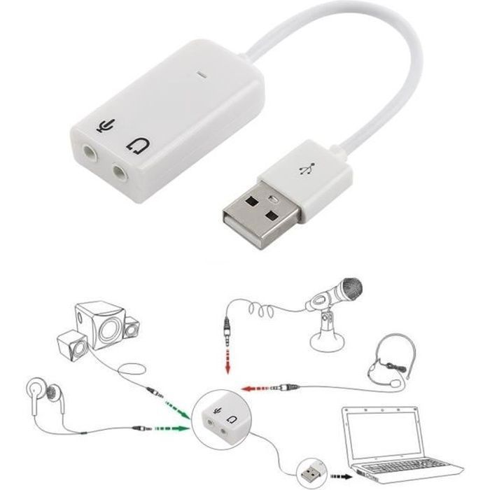 Carte Son Externe USB 2.0 Adapteur Carte de Son Pour Ordinateur