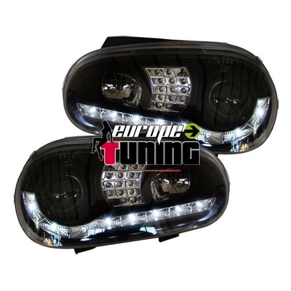 phares à LED diurnes, DragonLights, noir GOLF 4 97-03 noir pour: Volkswagen Golf IV 97-03