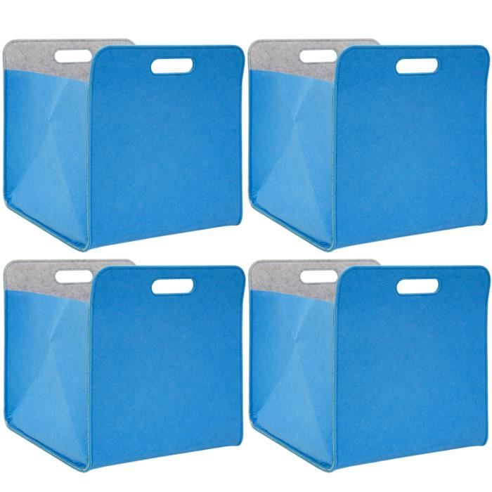 4 boîtes de rangement feutre 33x33x38cm kallax panier feutrine étagère ikea bleu