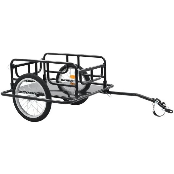 Remorque de bicyclette Remorque de vélo 130x73x485 cm Acier Noir