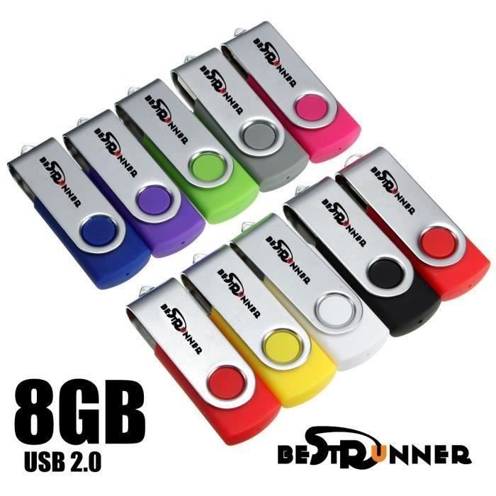 Lot De 10 8GO Clé USB 2.0 Lecteur Flash USB Couleur Mixte SA39635 -  Cdiscount Informatique
