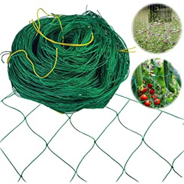 2 Filets Treillis Support Plantes Grimpantes 1.8m X 3.6m - Polyéthylène Vert Pour Tomates, Concombres, Fleurs