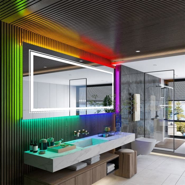 Miroir LED RGB LUVODI pour Salle de Bain avec Eclairage Intégré et