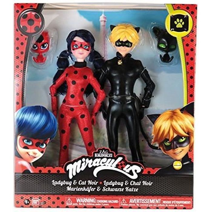 Miraculous Pack 2 Poupees Ladybug Et Chat Noir 26 Cm Rouge Noir Achat Vente Poupee Cdiscount