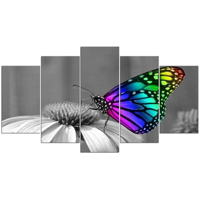 Beau papillon fleur toile Art photo impression décoration 5 tailles choisissez