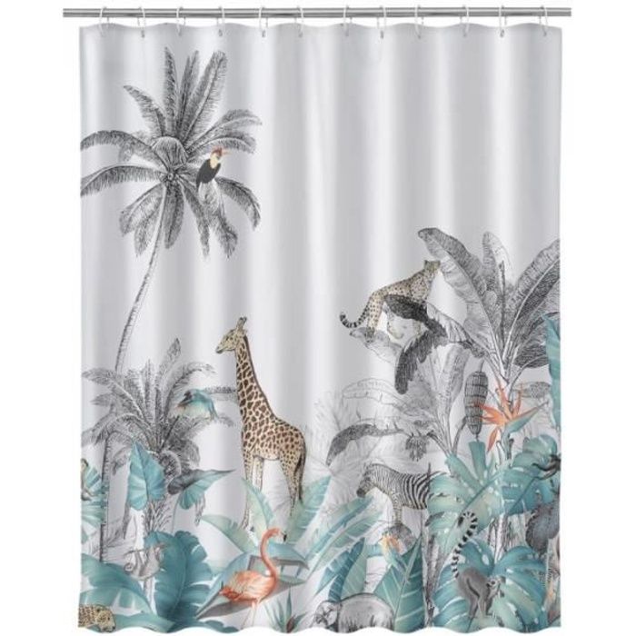 Rideau De Douche Tissu Multicolore Animaux De La Jungle 0 Cdiscount Maison