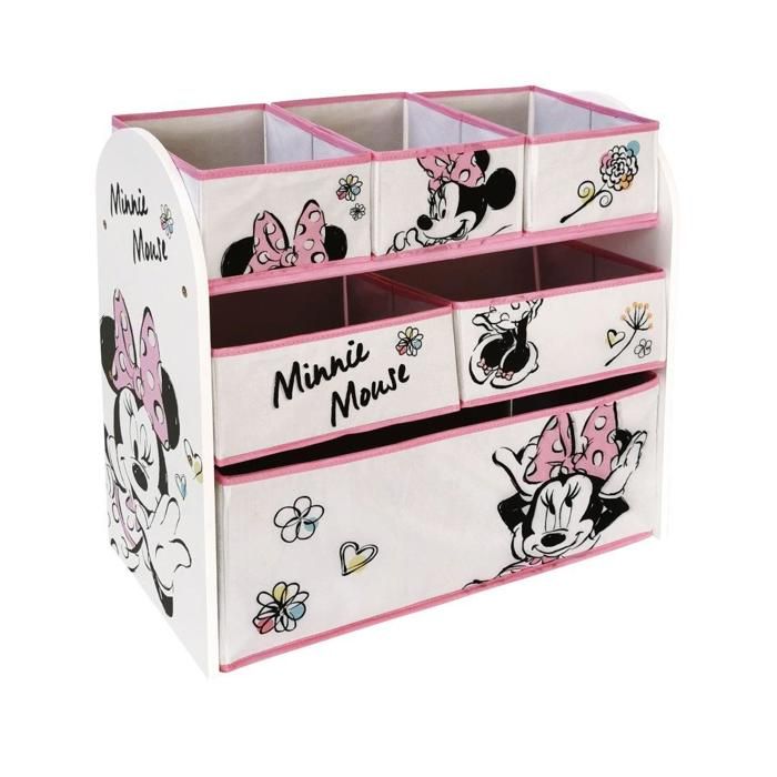 Étagère de rangement pour jouets Minnie Mouse Natural à plusieurs compartiments Étagère de rangement pour jouets Minnie Mouse Natural à plusieurs compartiments