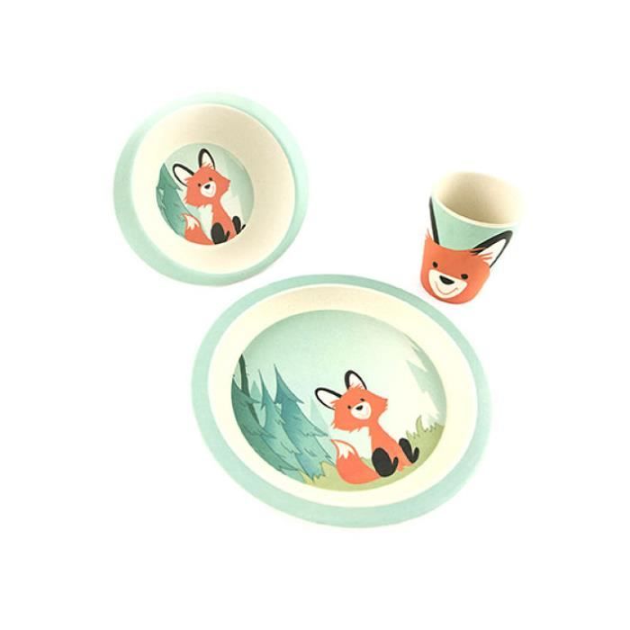 Coffret Vaisselle En Bambou 3 Pieces Renard Cdiscount Puericulture Eveil Bebe