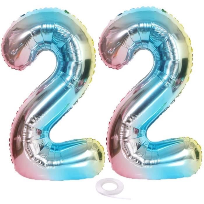 Ballon Xl Chiffre 22 Ballon Arcenciel Pour Fille Et Garcon Decoration D Anniversaire Bleu Rose Multicolore Irise 22 Ans 698 Cdiscount Maison