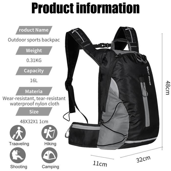 Sac à Dos Vélo Ultra Léger 320g - Étanche, Avec Filet Casque Et Compatible Sac D'Hydratation - Pour VTT, Randonnée, Course