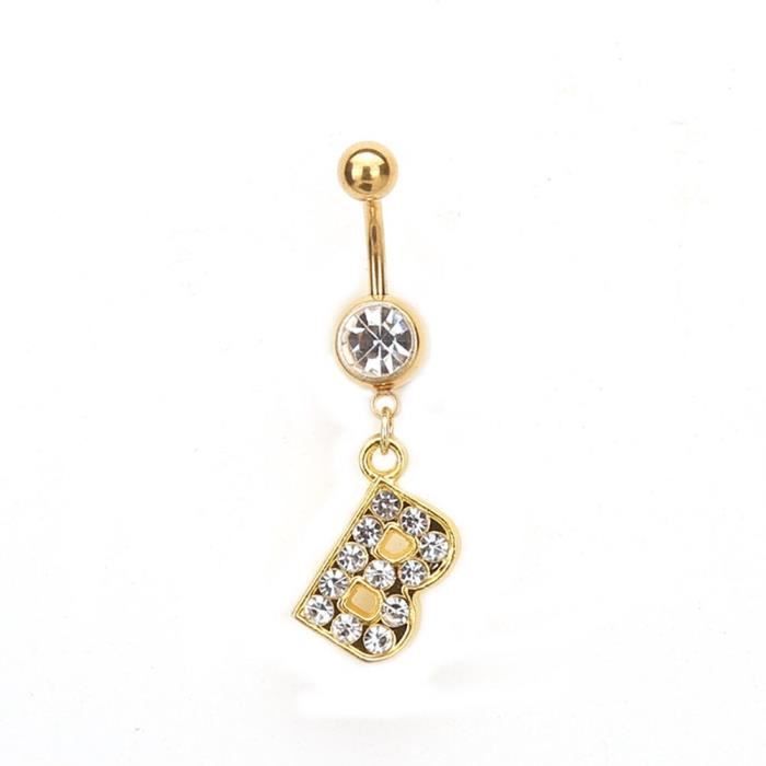 Piercing pour le nombril en acier anneaux en cristal Style lettre A Z boucle d 39 oreille