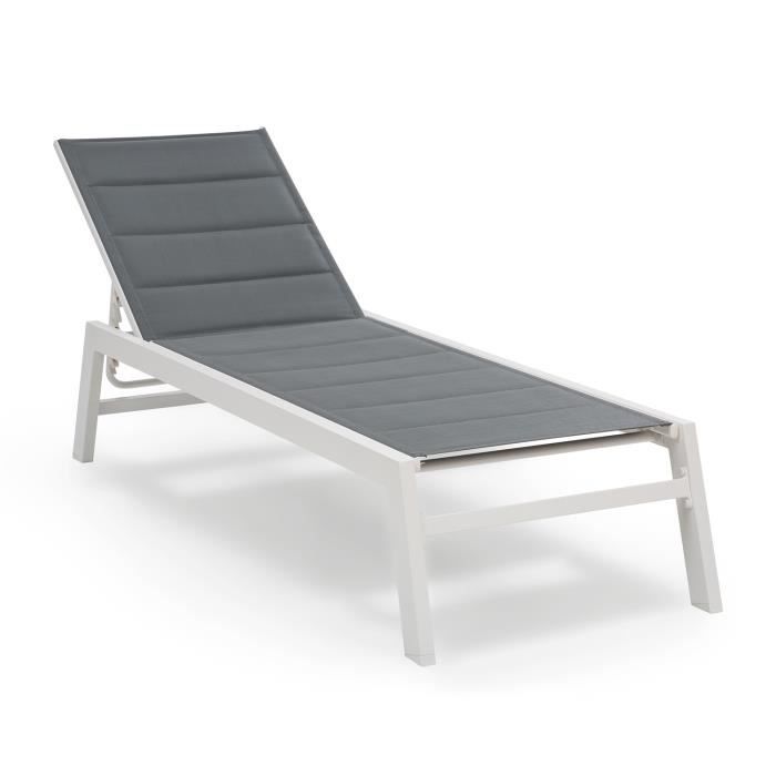 chaise longue blumfeldt renazzo lounge - 6 positions - gris & blanc
