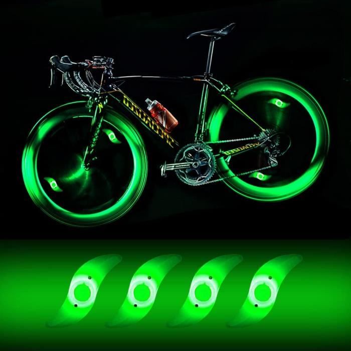 4 Feux De Roue Vélo LED - 3 Modes Clignotants - Étanches - CR2032