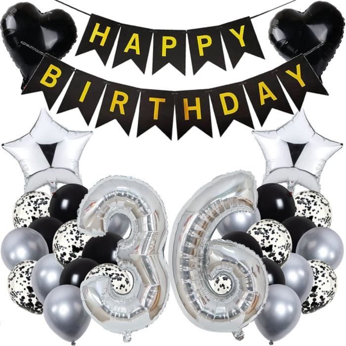 Cymeosh Ballon 36 Ans Anniversaire Homme, Kit De Decoration Anniversaire 36 Ans Homme Femme, Feuille Ballon De Bière Hélium Ballon Whisky Pour Décoration De Fête De 36 Ans Anniversaire
