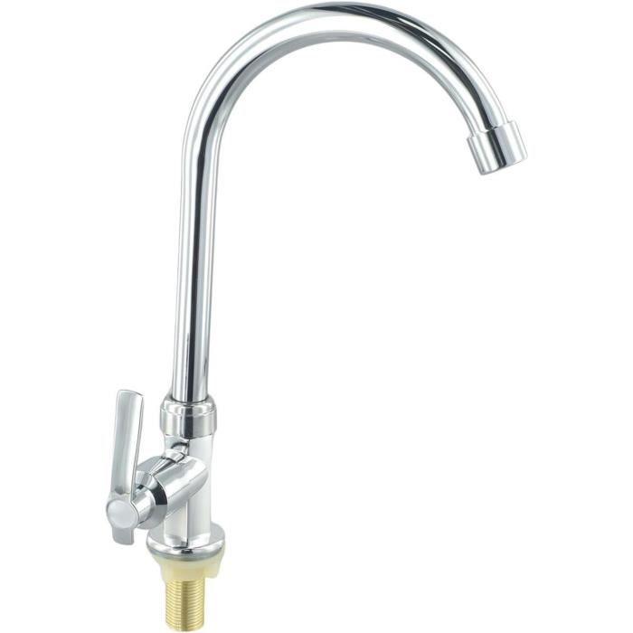 Robinet de cuisine chromé moderne, robinet d'eau à poignée unique