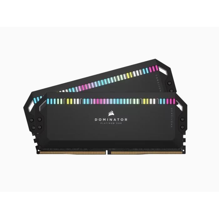 Mémoire RAM – CORSAIR – DOMINATOR PLATINUM RGB DDR5 – 32GB 2x16GB DIMM – 6000 MHz – 125V – Noir (CMT32GX5M2X6000C36)