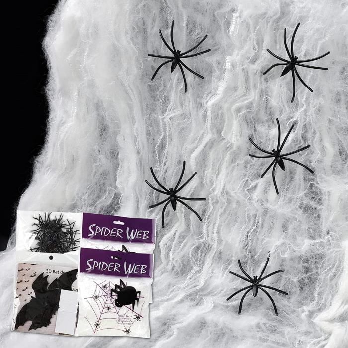 Lot de 4 rideaux d'Halloween en toile d'araignée en dentelle noire - Motif chauve-souris - Cantonnière de fenêtre - Toile d'araignée - Rideaux de Lot de 4 rideaux d'Halloween en toile d'araignée en dentelle noire - Motif chauve-souris - Cantonnière de fenêtre - Toile d'araignée - Rideaux de