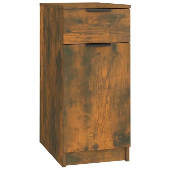 cuque armoire de bureau chêne fumé 33,5x50x75 cm bois d'ingénierie cq003