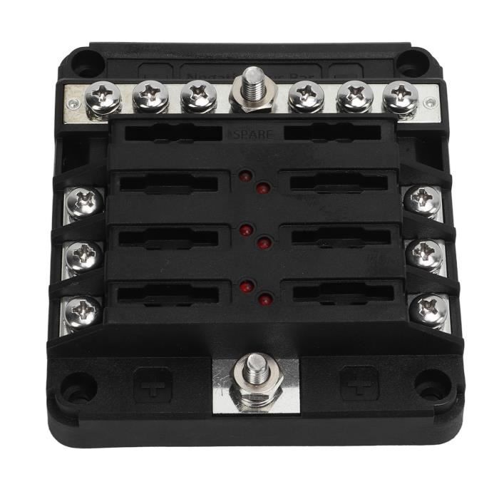 Jtron Boîte à Fusibles 10 Voies 12-32V Avec Voyants DEL - Kit Protection Électrique Voiture Bateau Marine
