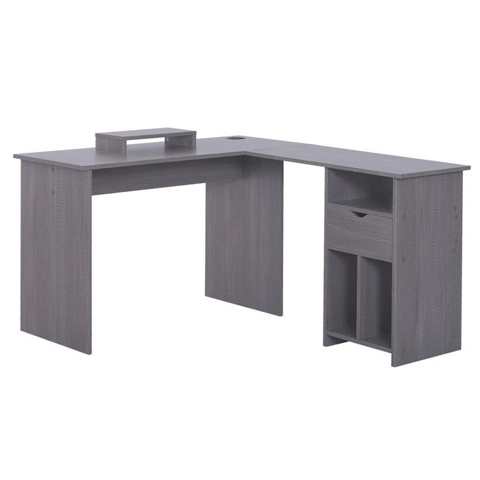 Bureau D Angle Pour Ordinateur Table Informatique 140l X 120l X 75h Cm 3 Niches 1 Tiroir Panneaux Particules Gris 140x120x75cm Gris Achat Vente Meuble Informatique Bureau D Angle Pour Cdiscount