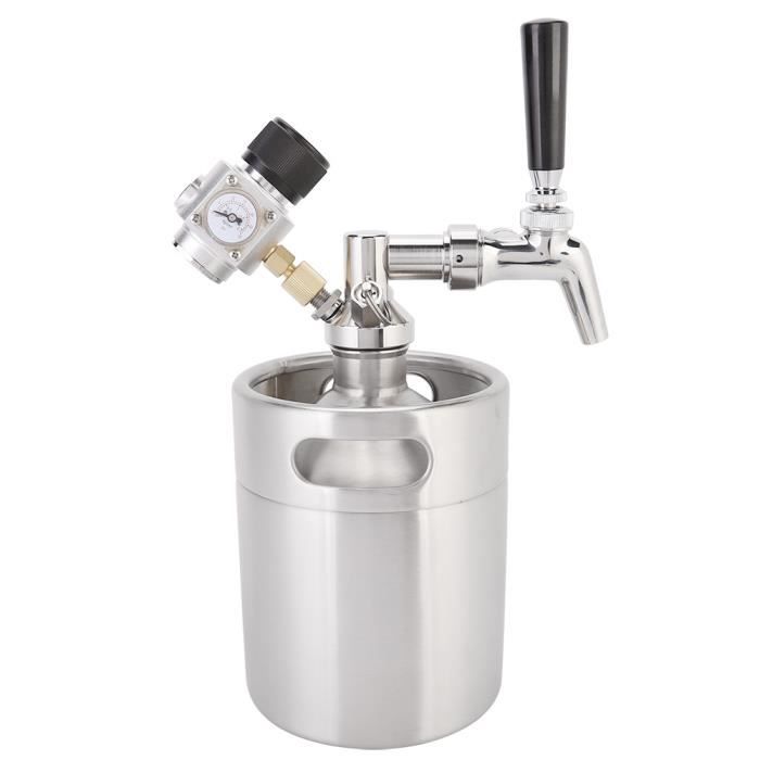 Fût à Bière De 5L En Inox 304 - Mini Tonneau Avec Robinet Et Couvercle à Vis Pour Brassage Maison, Conservation Fraîche (idéal Bière, Soda)