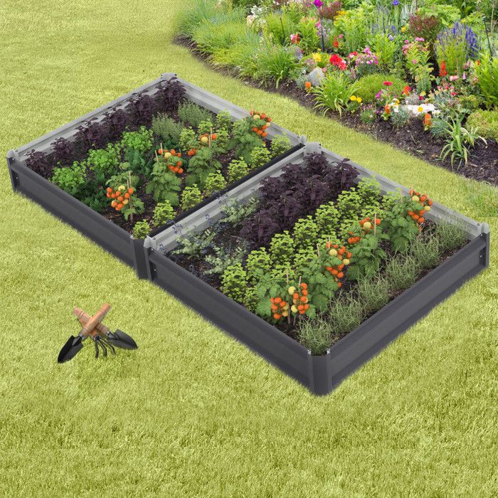 Carré Potager Surélevé 240x120x30cm - Acier Galvanisé - Fond Ouvert - Pour Légumes/fleurs