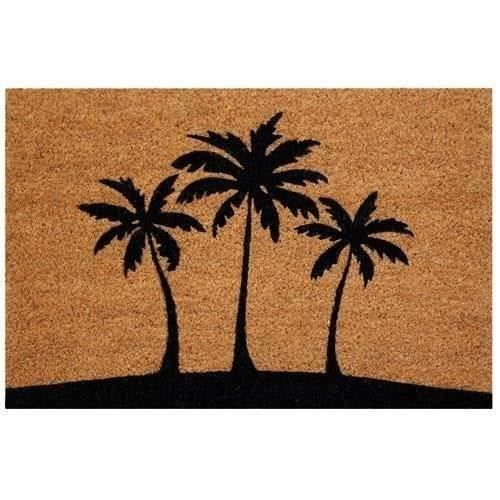 IDMAT Tapis coco naturel semelle PVC - 40 x 60 cm - Epaisseur 15 mm - Palmiers