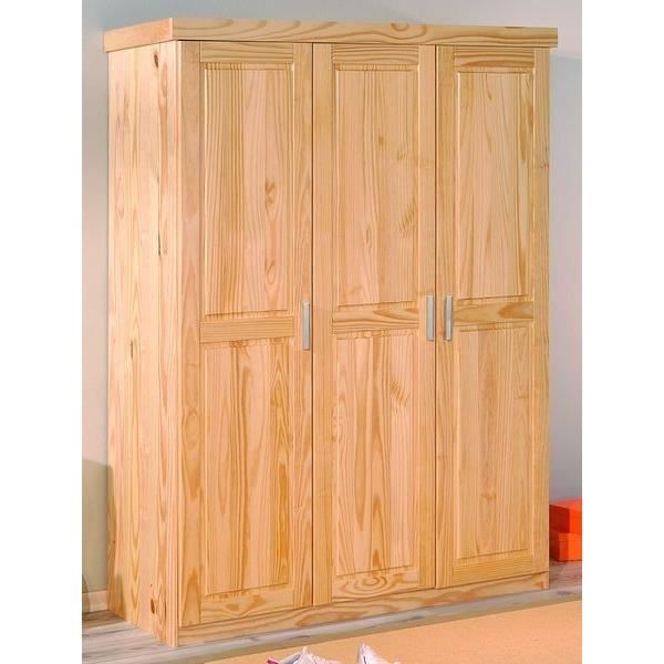Armoire 3 portes en pin PELLE Cdiscount Maison