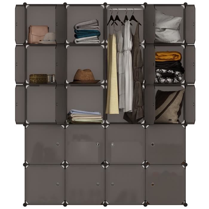 Langria Armoire Penderie Modulable 20 Cubes Vetements Meuble