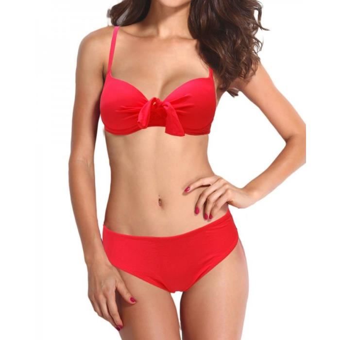 maillot de bain 2 pièces rouge