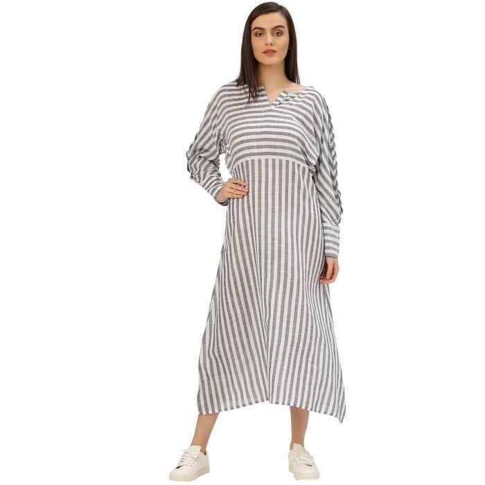 Une ligne bleue et blanche de la femme Self Imprimer Handloom ...