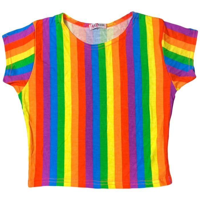 Generisch Cardigan rayé arc-en-ciel pour fille - Mélange doux