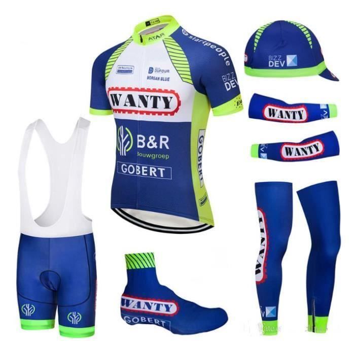 Wanty Gobert Cyclisme Tenue De Maillot Courtes Casquette Manchettes Manchettes Pantalons Shoecover Prix Pas Cher Cdiscount