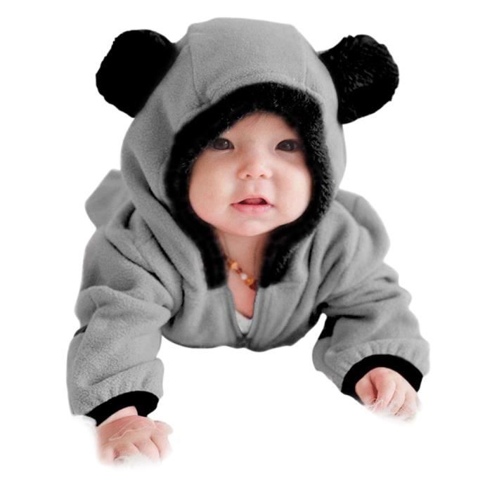 Combinaison En Peluche Hiver Grenouillere A Capuche Une Piece Zippee Manches Longues Pour Nouveau Ne Bebe Mixte Garcon Fille Gris Gris Cdiscount Pret A Porter