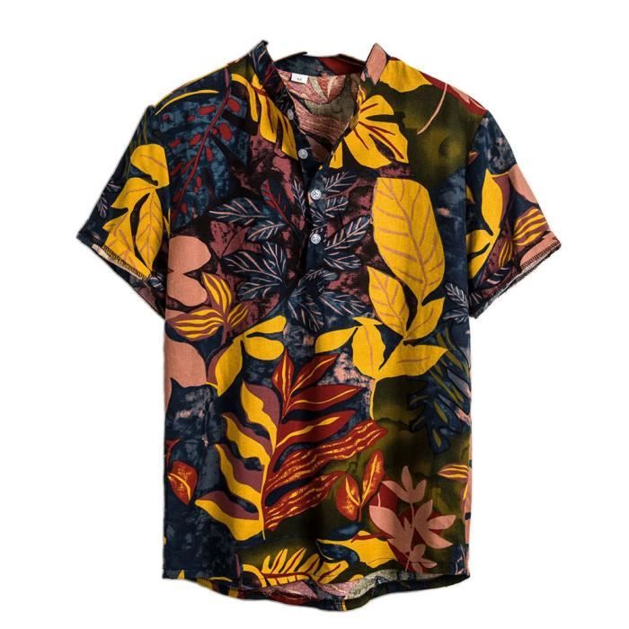 Chemise Simms Homme, Beige, Manches Courtes, Motif écossais, Avec Poches, Taille L